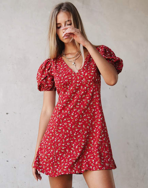 Elfira Dress in Falling for You Floral Red