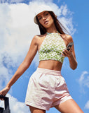 Image of Jica Crop Top in Patchwork Daisy Green