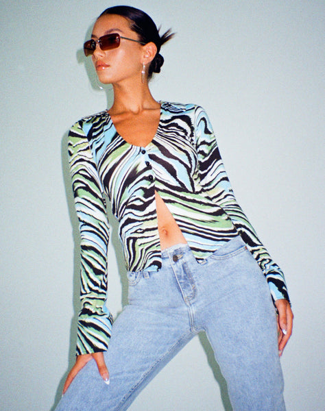 image of Ruth Shirt in Warped Zebra Blue