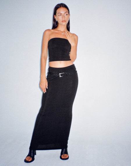 Tulus Maxi Skirt in Black Velvet