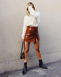 Image of Wren Mini Skirt in PU Croco Brown