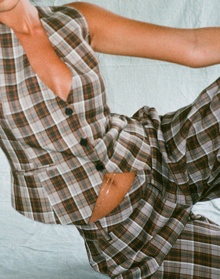 MOTEL X OLIVIA NEILL Hondra Trouser in Check Tan Brown