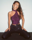 Image of Siau Crop Top in Slinky Glitter Dark Purple