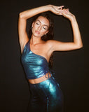 Image of Rutika Crop Top in Holographic Purple