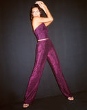 Image of Niran Wide Leg Trouser in Slinky Glitter Dark Purple