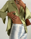 Image of Saras Shirt in Satin Nile Green