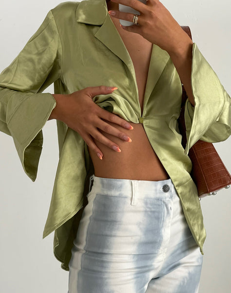 Image of Saras Shirt in Satin Nile Green