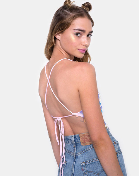 Quartz Crop Top in Opal Unicorn Sequin Pink