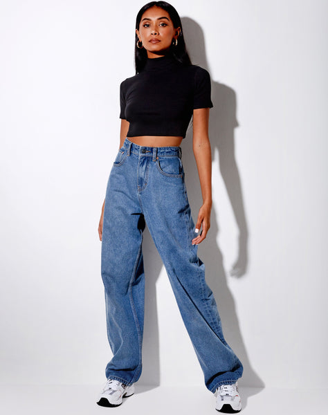 Que Crop Top in Rib Black