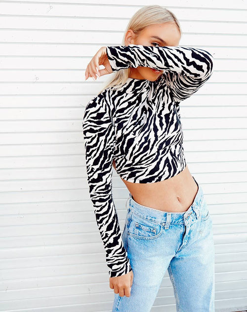 Quelia Crop Top in 90's Zebra