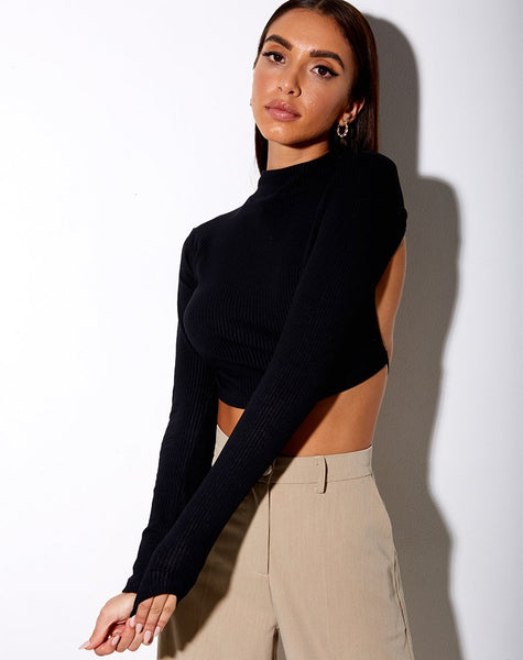 Image of Quelia Crop Top in Rib Black