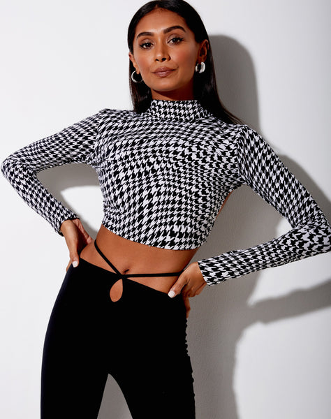 Quelia Crop Top in Wavey Dogtooth