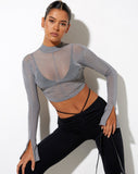 Quelia Crop Top in Mesh Grey