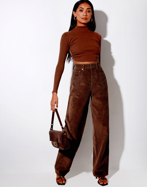 Image of Quelia Crop Top in Rib Cocoa