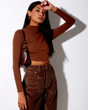 Image of Quelia Crop Top in Rib Cocoa