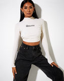 Quelia Crop Top in Rib Winter White 'Amore' Embro