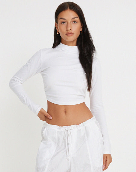 Bon Long Sleeve Top in Lycra White