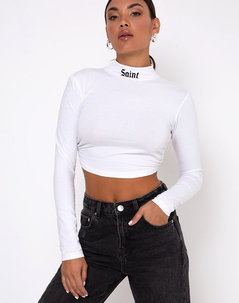 Quelia Crop Top in White 'Saint' Embro