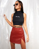 Quera Crop Top in Rib Black 'Deadly' Embro