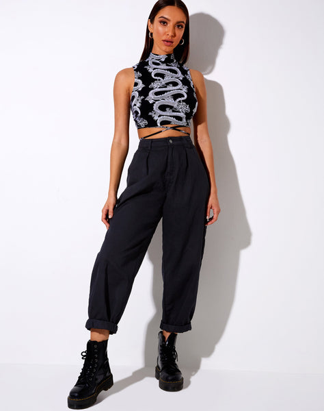 Quera Crop Top in Dragon Rope Black Placement