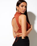 Quera Crop Top in Rib Picante with 'Angel' Embro