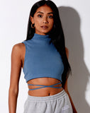 Quera Crop Top in Rib Mineral Blue