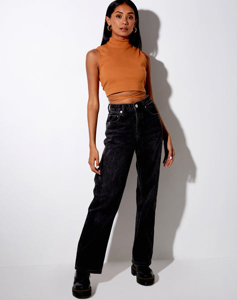 Quera Crop Top in Rib Salted Caramel