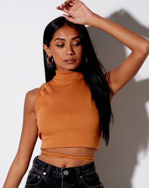 Quera Crop Top in Rib Salted Caramel