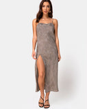 Quinty Dress in Satin Rose Silver Grey