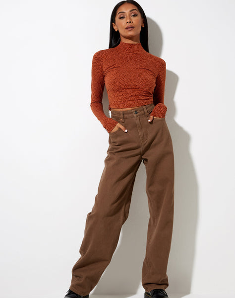 Quky Crop Top in Mini Croc Brown