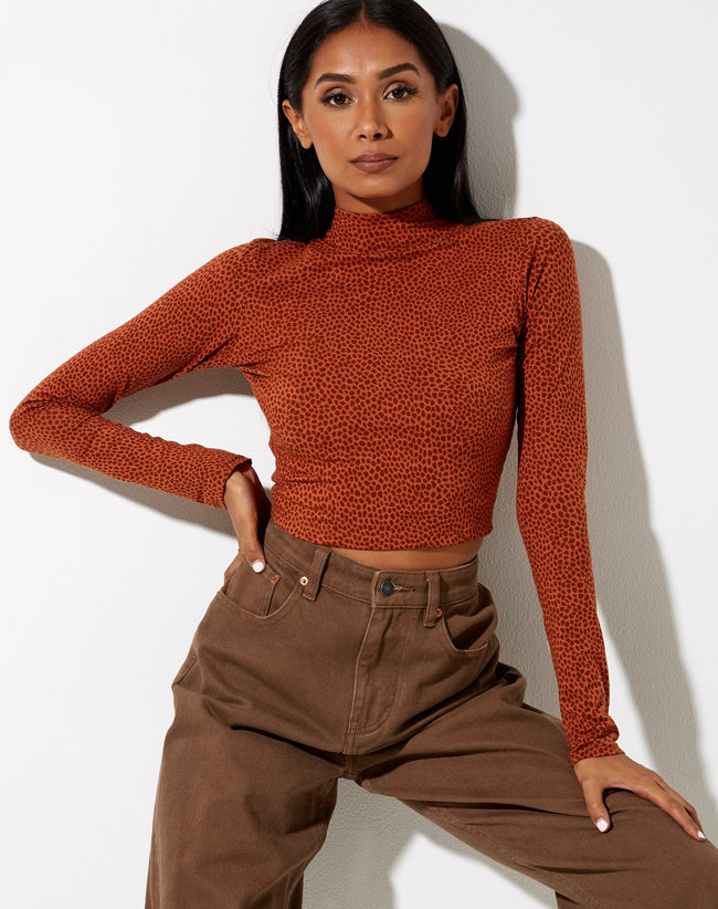 Quky Crop Top in Mini Croc Brown