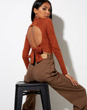 Quky Crop Top in Mini Croc Brown