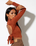 Quky Crop Top in Mini Croc Brown