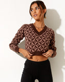 Image of Radka Jumper in Geo Knit Coffee Brown