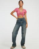 image of Raeto Crop Top in Ditsy Floral Pink