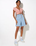 Raeto Crop Top in Satin Rose Coral Blush