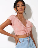 Raeto Crop Top in Satin Rose Coral Blush