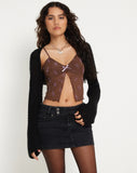 Image of Rama Cami Top in Flower Stem Flock Brown