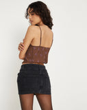 Image of Rama Cami Top in Flower Stem Flock Brown