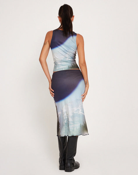 Image of Rambi Vest Crop Top in Abstract Landscape Collage