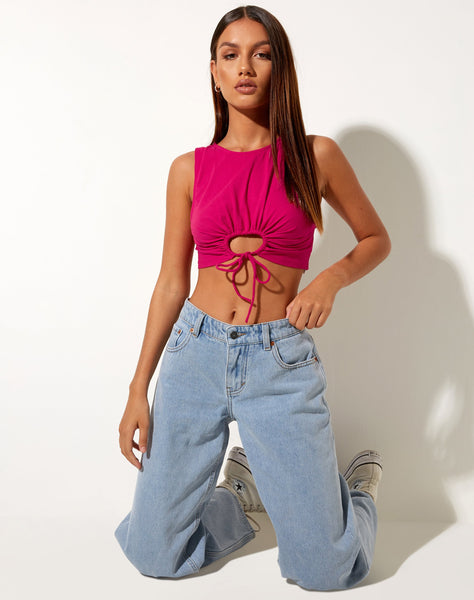 Yasni Crop Top in Lycra Fandango Pink