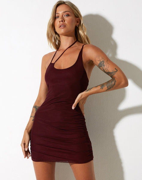 image of Ranti Bodycon Dress in Mesh Brown