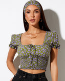 Image of Raquel Crop Top in Autumn Blossom Khaki