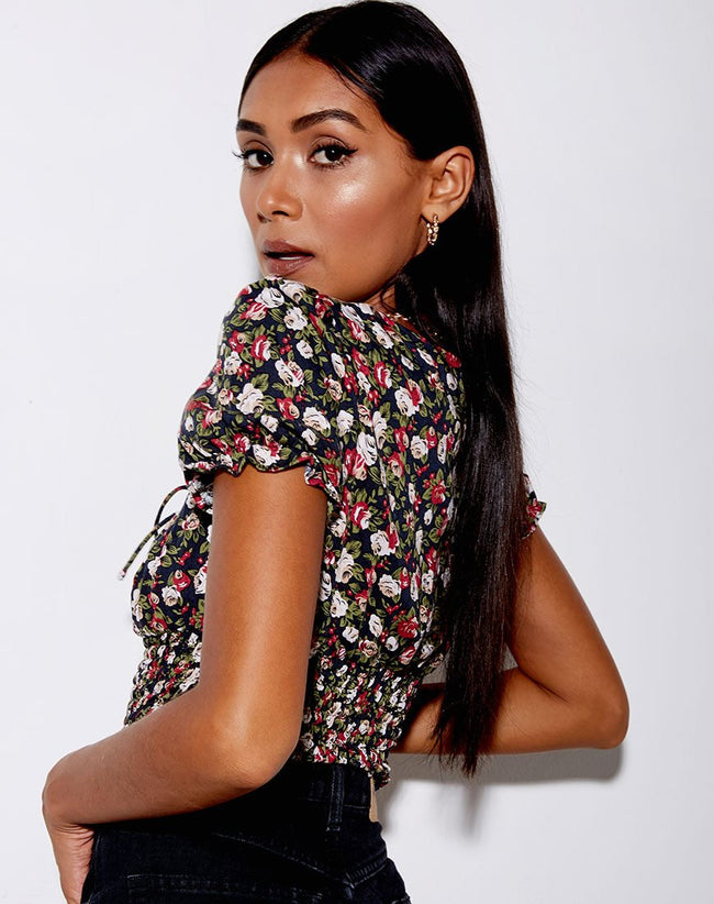 Raquel Crop Top in Courtney Floral