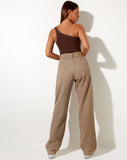 Rara Crop Top in Rib Deep Mahogany with Brown Stitching