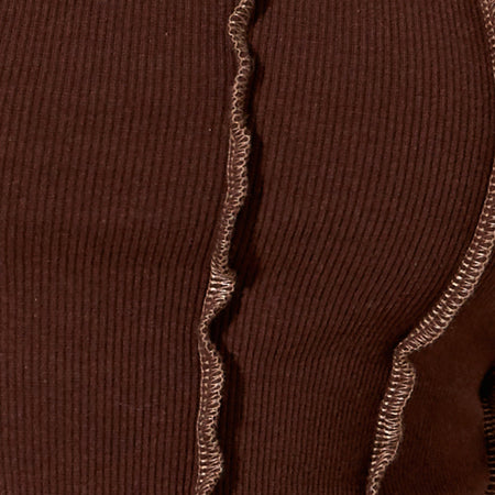 Rara Crop Top in Rib Deep Mahogany with Brown Stitching