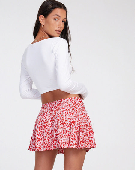 Lowisa Mini Skirt in Ditsy Tangerine