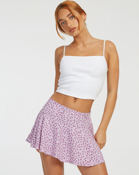 Lowisa Mini Tiered Skirt in Blush Red Ditsy Floral