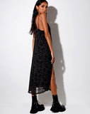 Image of Rarita Midi Dress in Brocade Rose Flock Black