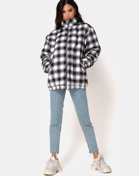 Raven Jacket in Plaid Black White